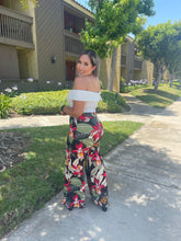 Load image into Gallery viewer, Off-Shoulder Tropical Palazzo Jumpsuit